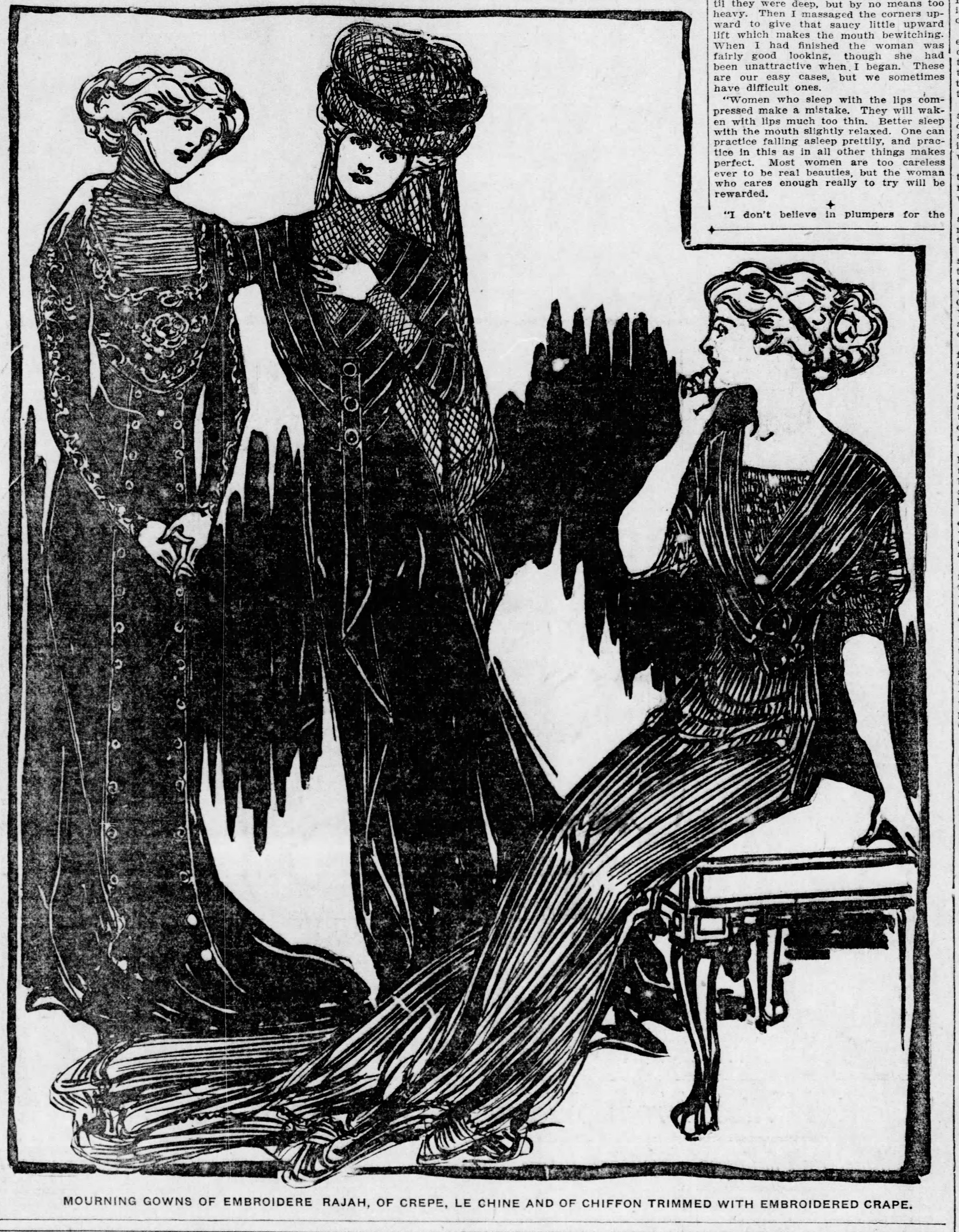 Mourning dress in the Pittsburgh Daily Post, Sunday, August 22, 1909