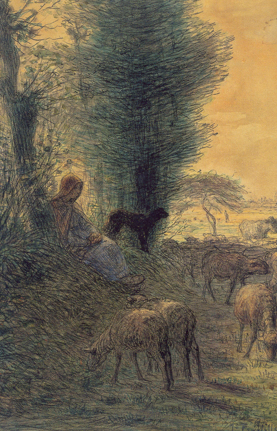 JeanFrançois Millet, Resting in the Shade , c. 19th century. Pastel on
