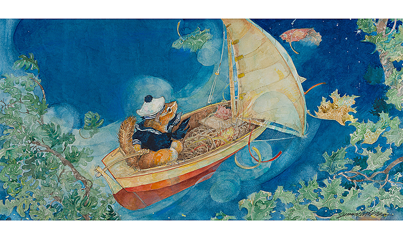Jerry Pinkney (1939-2021). When the Glorious Sun is Set, 2011. Watercolor on paper. 13 3/4 x 22 in. (sheet).