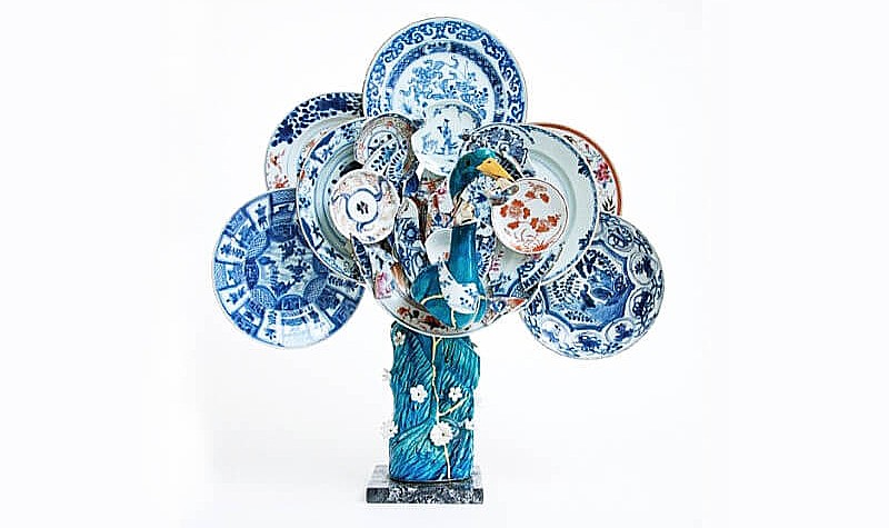 Bouke de Vries; Peacock 1, 2015; 20th century Chinese porcelain bird with 18th century porcelain fragments and mixed media.