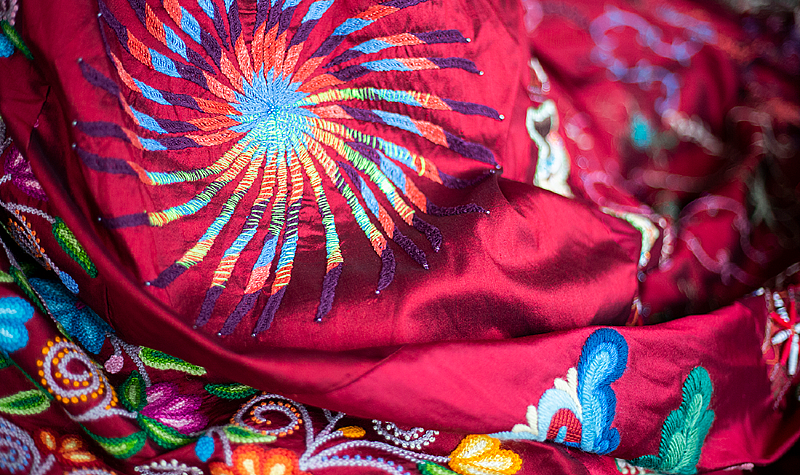 The Red Dress embroidery detail. Photo by Sophia Schorr-Kon.