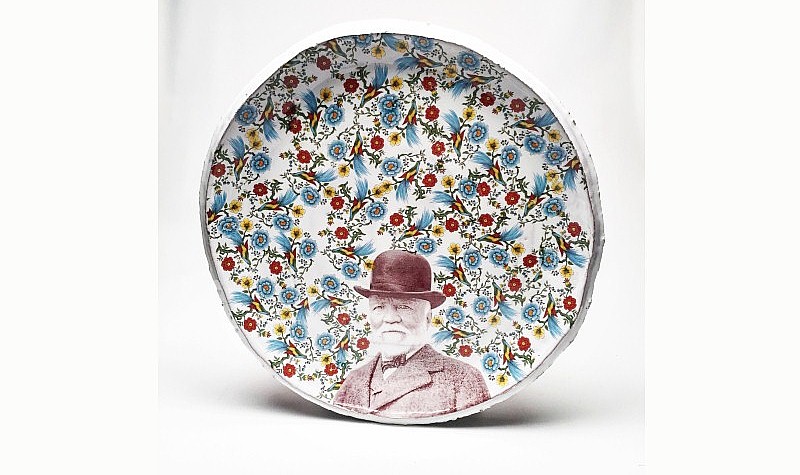 Justin Rothshank; Andrew Carnegie Platter, 2017; glazed earthenware. Image courtesy of the artist.
